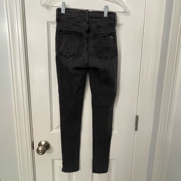 Rag & Bone High Rise Ankle Skinny Jeans Size 24 Black RANTI Modal Blend - Picture 2 of 10